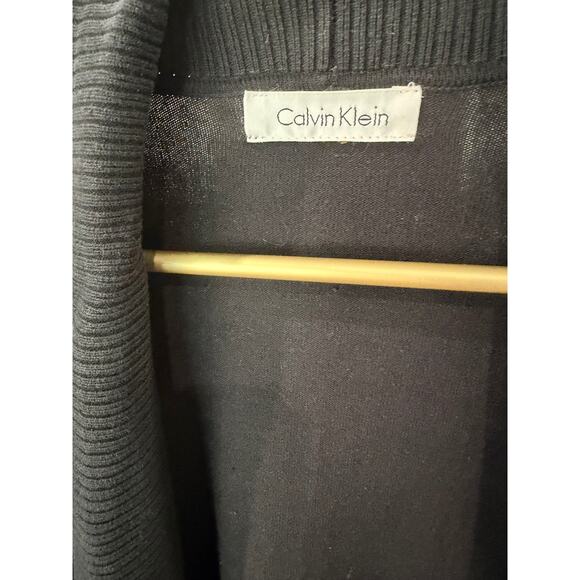 Calvin Klein Black Shawl Collar Cardigan Open Front Knit 3/4 Sleeve Size M EUC - Picture 4 of 5